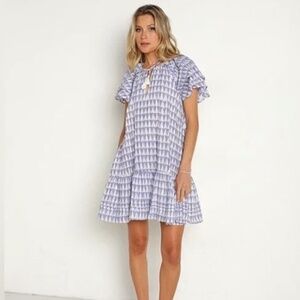 CLEOBELLA Organic Cotton Romantic Purple and Gold Triangle ‎Dress Women's Size M